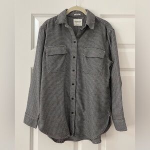 Abercrombie & Fitch Oversized Flannel Button Down Shirt Black/White Houndstooth